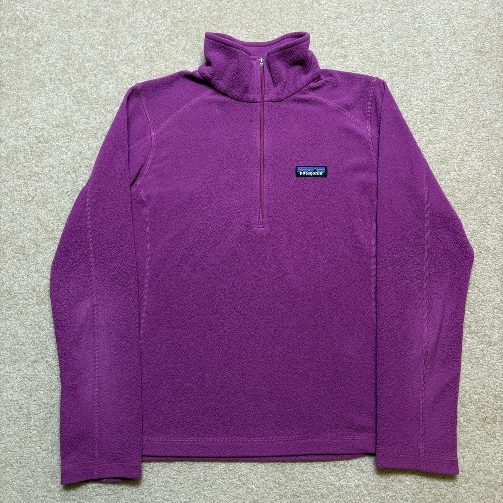 Patagonia Fleece Pullover Womens Small Purple 1/4 Zip Mock Neck Hiking Outdoor
